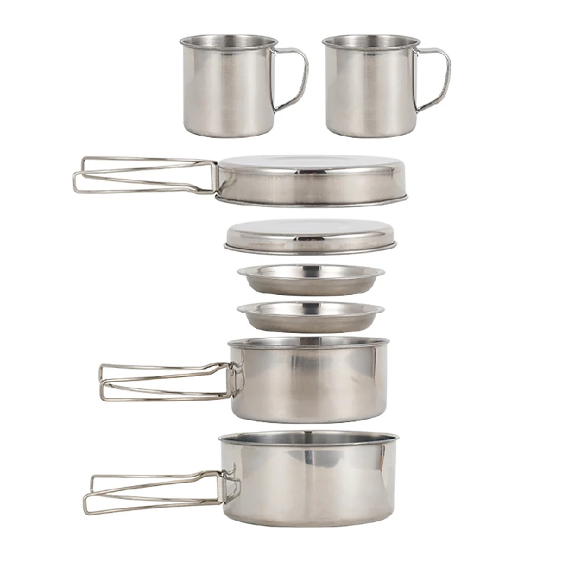 Camping Cooking Roll - 8 adet/takım kamp tencere seti paslanmaz