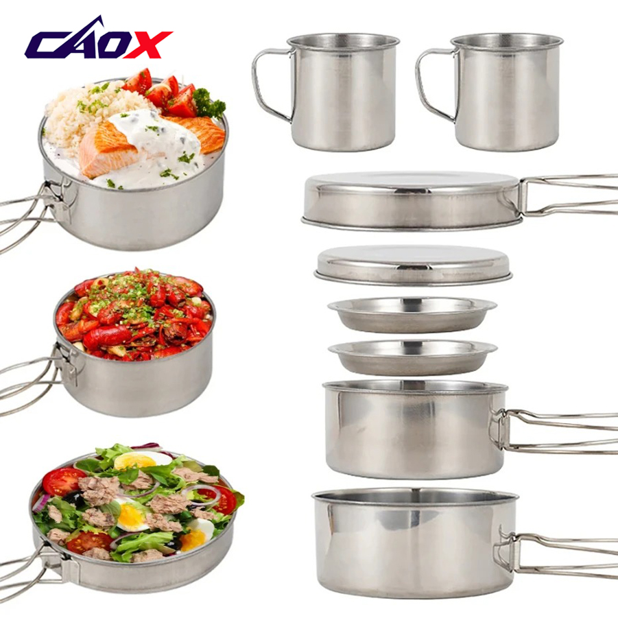 Camping Cooking Mess Kit - CAOX 8 Parça/Set Kamp Yemek Seti
