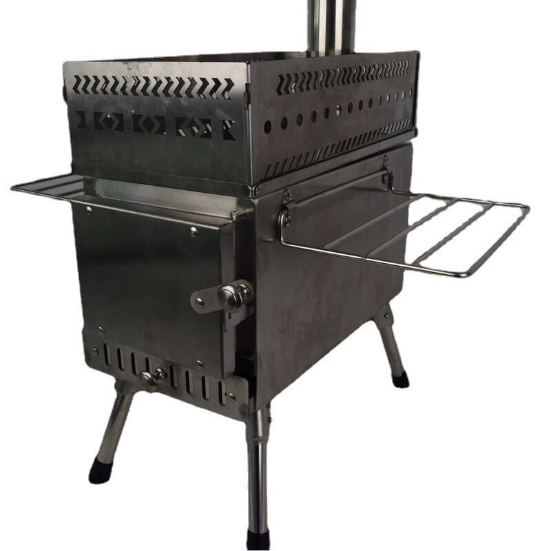 Camping Cooking Fire Stove - Paslanmaz Çelik Katlanabilir Odun Sobası Ağır