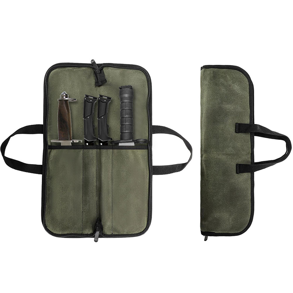 Camping Cooking Roll - Cilalı Kanvas Bıçak Çantası Çok Bölmeli