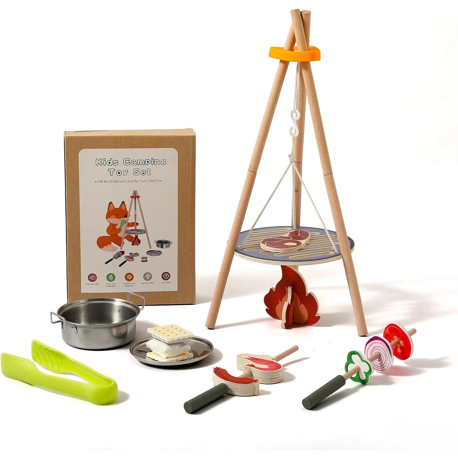Camping Cooking Kids - Ahşap Çocuk Kamp Oyuncak Seti, Üç
