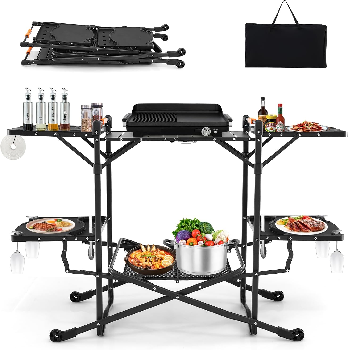 Camping Cooking Top - Isıya Dayanıklı Üst Yüzeyli, 4 Yan