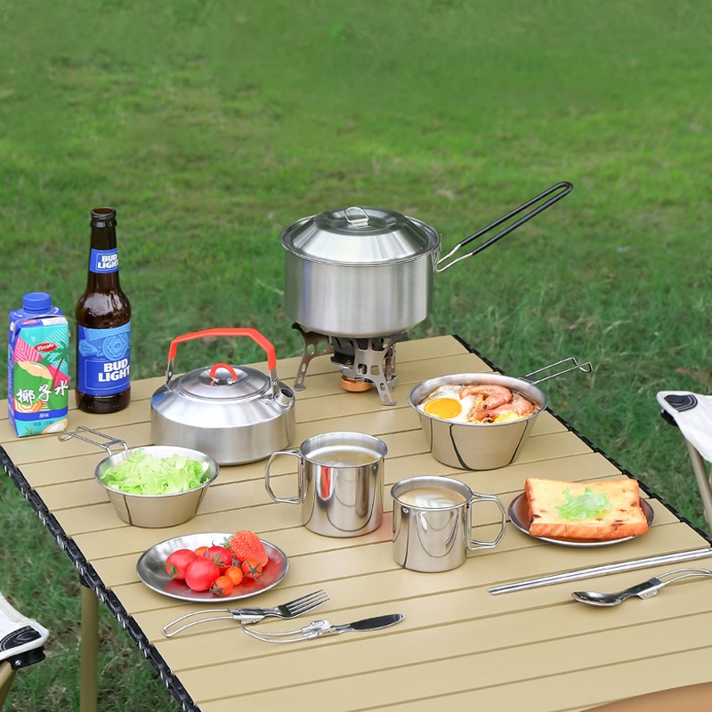 Camping Cooking Mess Kit - Sıcak Fırsat 304 Paslanmaz Çelik Açık
