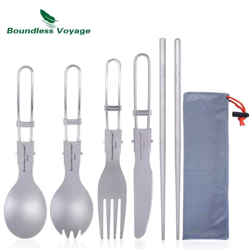 Camping Cooking And Cutlery Set - Sınırsız Voyage Titanyum Kamp Çatal Bıçak