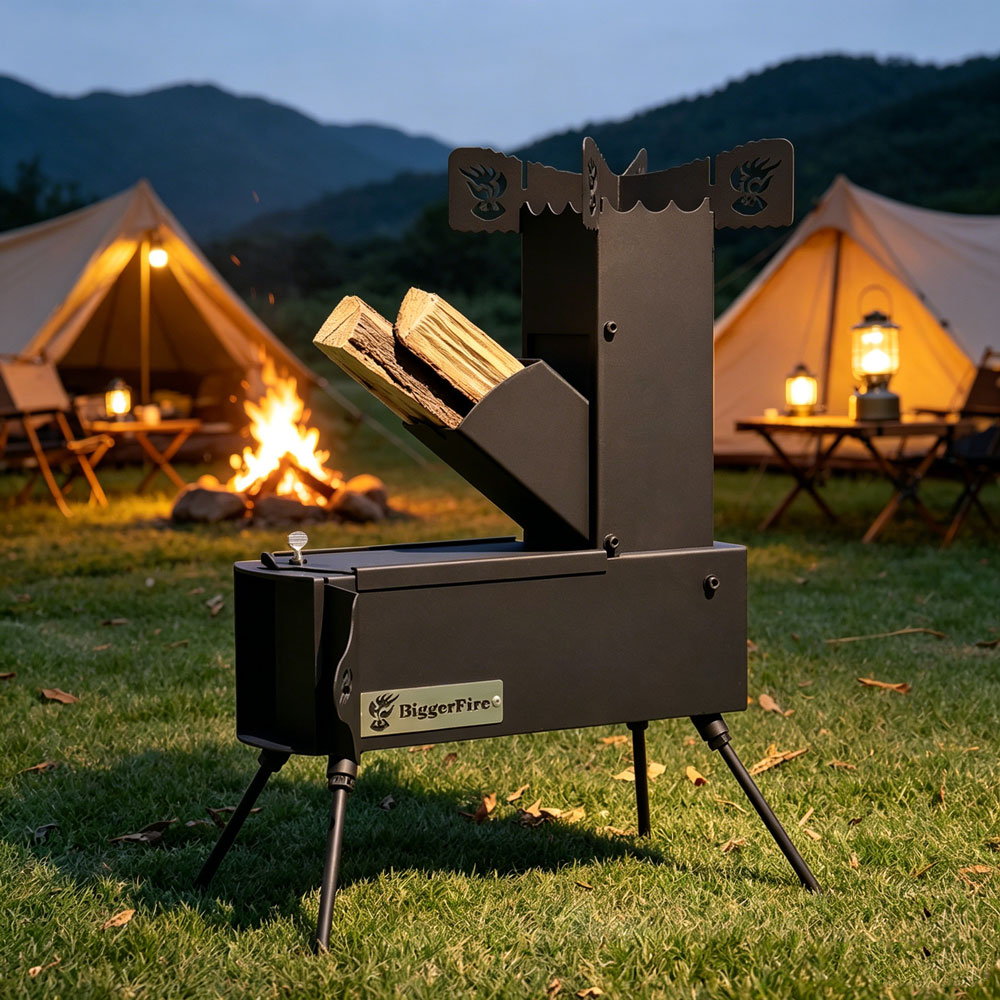 Camping Cooking Fire Stove - Taşınabilir Odun Yakmalı Roket Ocak, Kamp,