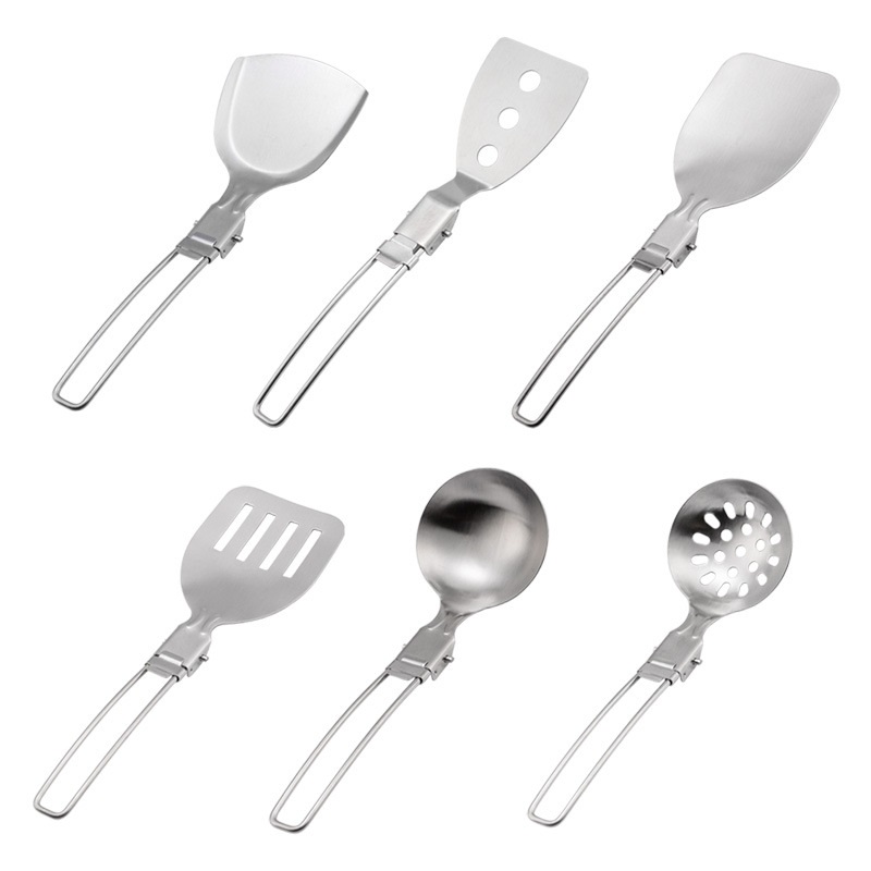 Camping Cooking Options - Çelik Katlanır Tencere Spatula Kamp Yemek