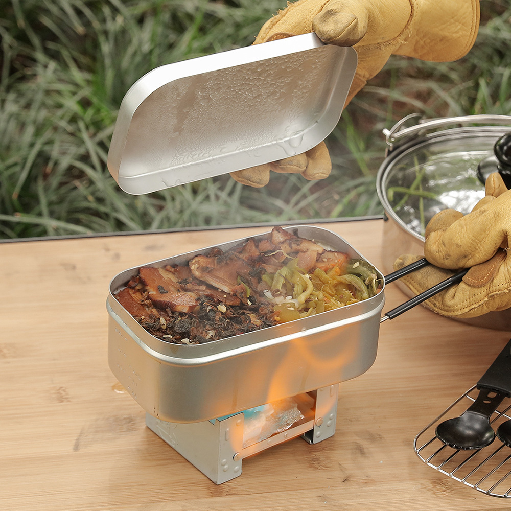 Camping Cooking Mess Kit - Dış Mekan Alüminyum Yemek Takımı, Buharlı