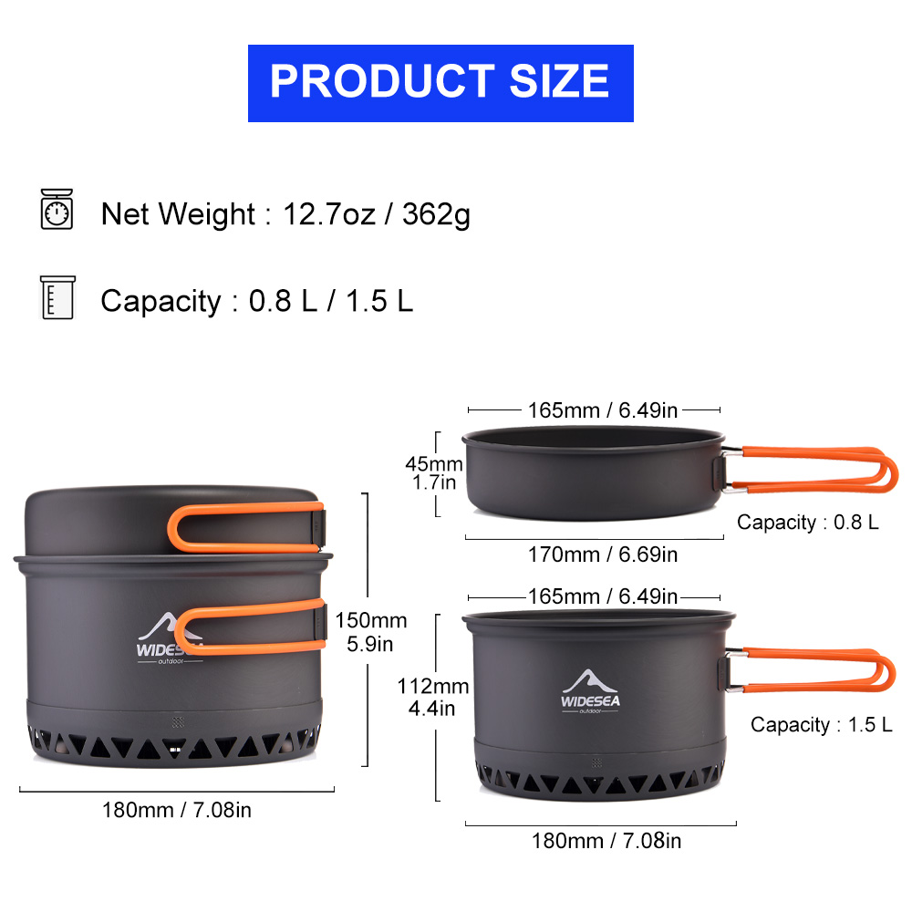Widesea Kamp Pot 1.3L 2.3L Ten - Quechua Camping Cooking Set incelemesi ve fiyatı